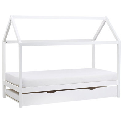 Beliani Kids Trundle Bed Pine Wood Crillon 90 X 200 Cm (Eu Single) White - image 1