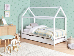 Beliani Kids Trundle Bed Pine Wood Crillon 90 X 200 Cm (Eu Single) White - thumbnail 2