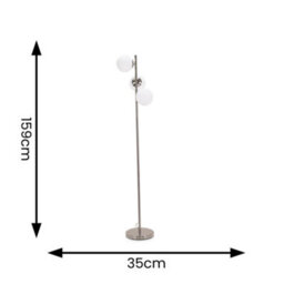 Valuelights Jas Chrome 3 Way Floor Lamp With White Frosted Glass Globe Shades - Led Bulbs Included - thumbnail 3