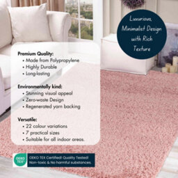 Desire Rugs Plain Living Room Shaggy Area Rugs Baby Pink 120X170 Cm - thumbnail 3