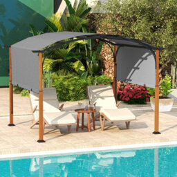 Costway 300 X 360Cm Arched Patio Pergola W/ Retractable Canopy Outdoor Metal Gazebo - thumbnail 5
