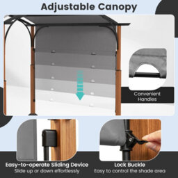 Costway 300 X 360Cm Arched Patio Pergola W/ Retractable Canopy Outdoor Metal Gazebo - thumbnail 6