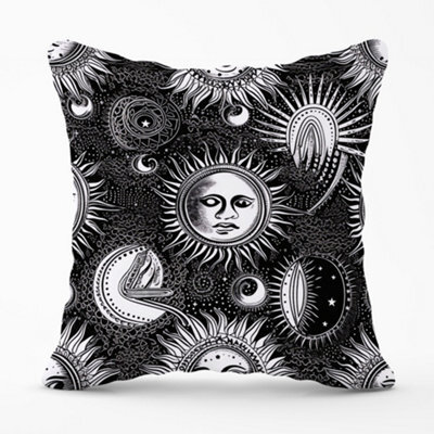 Warren Reed Designer Moon And Sun Black White Cushions 45Cm X 45Cm - image 1