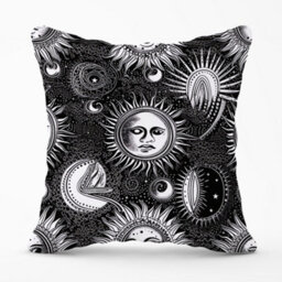 Warren Reed Designer Moon And Sun Black White Cushions 45Cm X 45Cm - thumbnail 1