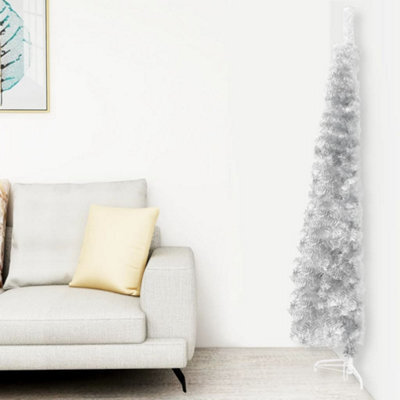 Berkfield Slim Artificial Half Christmas Tree With Stand Silver 210 Cm - image 1