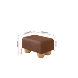 Rust Brown Natural Wood Bun Feet Italian Leather Small Footstool  Handmade Uk By Footstools Direct - thumbnail 2