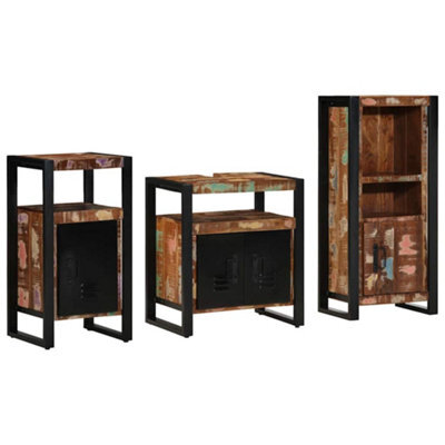 Berkfield Bathroom Furniture Set 3 Pcs Multicolour Solid Reclaimed Wood - image 1