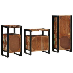 Berkfield Bathroom Furniture Set 3 Pcs Multicolour Solid Reclaimed Wood - thumbnail 9