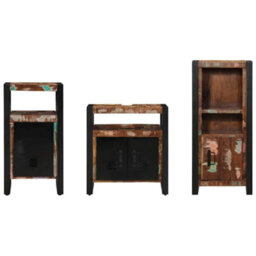 Berkfield Bathroom Furniture Set 3 Pcs Multicolour Solid Reclaimed Wood - thumbnail 8