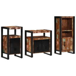 Berkfield Bathroom Furniture Set 3 Pcs Multicolour Solid Reclaimed Wood - thumbnail 2
