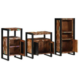 Berkfield Bathroom Furniture Set 3 Pcs Multicolour Solid Reclaimed Wood - thumbnail 3