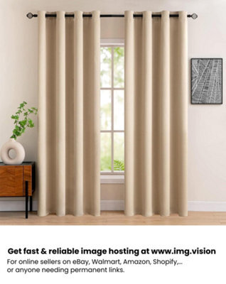 Nod Off Brown Blackout Eyelet Curtains Ring Top Thermal Curtains Ready Made Pair 90X108 Inches - image 1