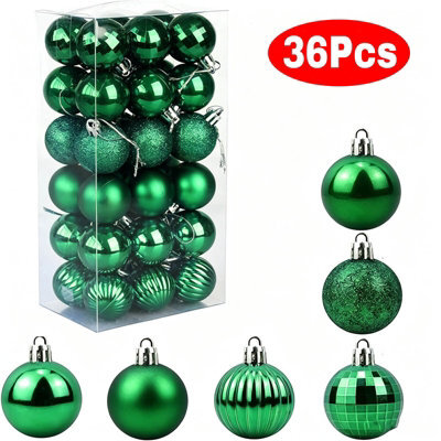 Amorly 36Pack Green Christmas Ball Ornaments, 4Cm Small Shatter Resistant Plastic Hanging Baubles, Indoor Christmas Tree Decorations - image 1