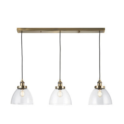 Luminosa Lighting Luminosa Hansen Plate Pendant Ceiling Lamp, Antique Brass Plate, Glass - image 1