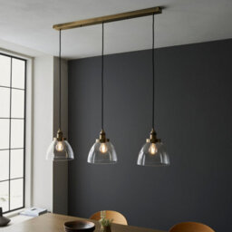 Luminosa Lighting Luminosa Hansen Plate Pendant Ceiling Lamp, Antique Brass Plate, Glass - thumbnail 2