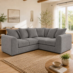 Stylish Dylan Jumbo Cord Sofa - Grey Corner Sofa