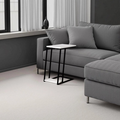 2 Tier White Sofa Side Table Modern Metal Frame - image 1
