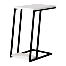 2 Tier White Sofa Side Table Modern Metal Frame - thumbnail 3