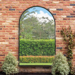 "Mirroroutlet Arcus - Black Framed Full Length Arched Leaner Wall Garden Mirror 75"" X 47"" (190X120Cm)"