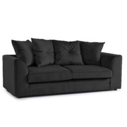 Plush Velvet 3+2 Black Sofa Set - thumbnail 2