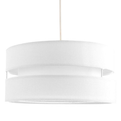 Happy Homewares Contemporary 14 White Linen Fabric Triple Tier Ceiling Pendant Lamp Shade - image 1