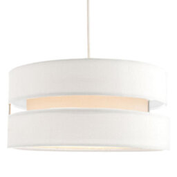 Happy Homewares Contemporary 14 White Linen Fabric Triple Tier Ceiling Pendant Lamp Shade - thumbnail 2