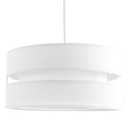 Happy Homewares Contemporary 14 White Linen Fabric Triple Tier Ceiling Pendant Lamp Shade