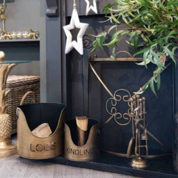 Bronze  Finish  Logs  And  Kindling  Buckets  &  Matchstick  Holder - thumbnail 6