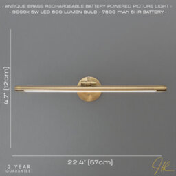 Happy Homewares Antique Brass Wireless Rechargeable Led Touch Dimmable Picture Light - thumbnail 7