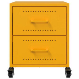 Berkfield Bedside Cabinets 2 Pcs Mustard Yellow 36X39X43.5 Cm Steel - thumbnail 5
