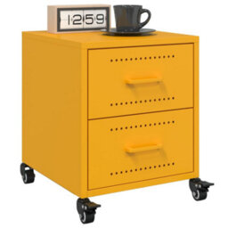 Berkfield Bedside Cabinets 2 Pcs Mustard Yellow 36X39X43.5 Cm Steel - thumbnail 1
