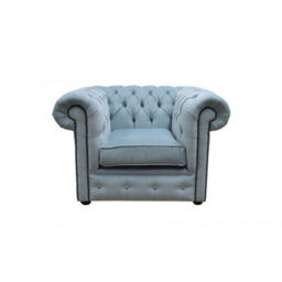 Chesterfield Low Back Club Armchair Velluto Duck Egg Blue Real Fabric In Classic Style - thumbnail 3