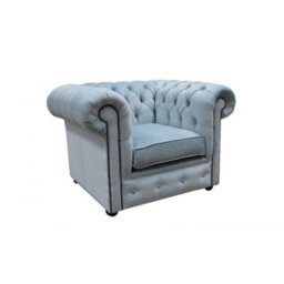 Chesterfield Low Back Club Armchair Velluto Duck Egg Blue Real Fabric In Classic Style - thumbnail 5