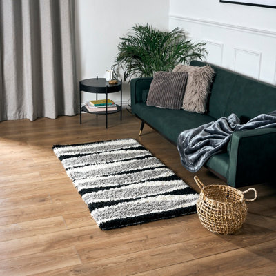 "Bravich Grey Wave Geometric Shaggy Rug 160 X 230Cm (5'3"" X 7'7"")" - image 1