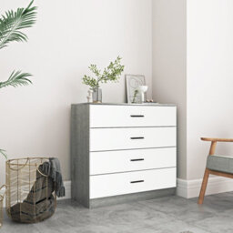 Urbnliving Height 73Cm 4 Drawer Wooden Bedroom Chest Cabinet Modern Ash Grey Carcass And White Drawers Wide Storage Cupboard Close - thumbnail 4