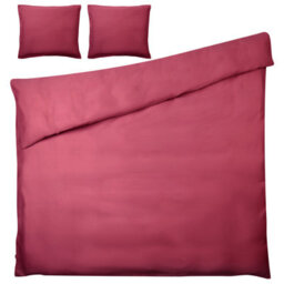 Beliani Duvet Cover Set Parkrose 220 X 240 Cm Sateen Cotton Burgundy - thumbnail 4