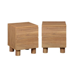 Sweeek - Set Of 2 Bedside Tables Wood Decor 2 Drawers Hazel Wood Effect 40X38X48 Cm - Ayana - thumbnail 2