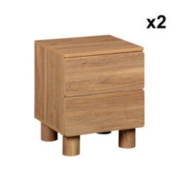 Sweeek - Set Of 2 Bedside Tables Wood Decor 2 Drawers Hazel Wood Effect 40X38X48 Cm - Ayana - thumbnail 8