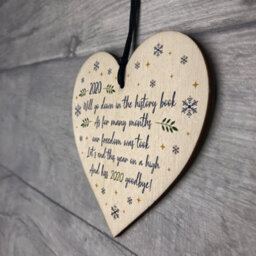 Red Ocean 2020 Lockdown Poem Wooden Heart Christmas Tree Decoration Family Gift - thumbnail 7