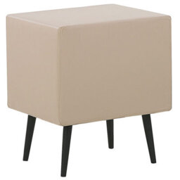 Beliani Beige Faux Leather Bedside Table - 2 Drawers, Black Legs, W48 X D41 X H56Cm - thumbnail 5
