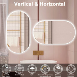Probaty Bathrooms Oval Mirror 60X100Cm With 3-Color Led Illuminated,touch Sensor,anti-Fog Ip44,wall Backlit Vanity Runway Mirror - thumbnail 2
