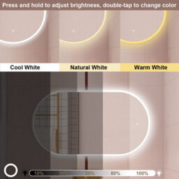 Probaty Bathrooms Oval Mirror 60X100Cm With 3-Color Led Illuminated,touch Sensor,anti-Fog Ip44,wall Backlit Vanity Runway Mirror - thumbnail 3