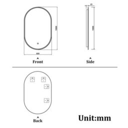 Probaty Bathrooms Oval Mirror 60X100Cm With 3-Color Led Illuminated,touch Sensor,anti-Fog Ip44,wall Backlit Vanity Runway Mirror - thumbnail 8
