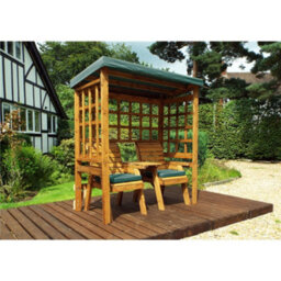 Marlborough Traditional Harvey Twin Seat Arbour With 2 X Chair Cushion Green - thumbnail 1