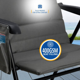 Sunmer Set Of 2 High Back Folding Padded Deck Chairs With 5 Reclining Positions - Grey - thumbnail 5