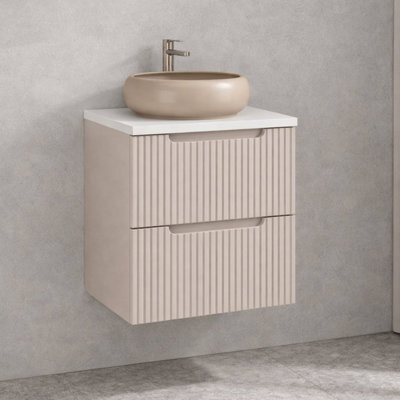 Heze Furniture Noca Bathroom Cabinet 50Cm With Worktop And Countertop Basin In Cashmere - image 1