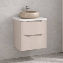Heze Furniture Noca Bathroom Cabinet 50Cm With Worktop And Countertop Basin In Cashmere - thumbnail 1