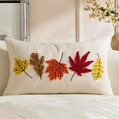 Amorly Multi Colour Autumn Leaf Lumbar Cushion Cover 30X50Cm, Farmhouse Fall Decor Pillow Case Only No Insert For Thanksgiving Home Decor - image 1