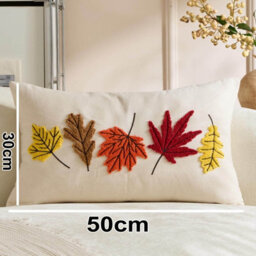 Amorly Multi Colour Autumn Leaf Lumbar Cushion Cover 30X50Cm, Farmhouse Fall Decor Pillow Case Only No Insert For Thanksgiving Home Decor - thumbnail 6