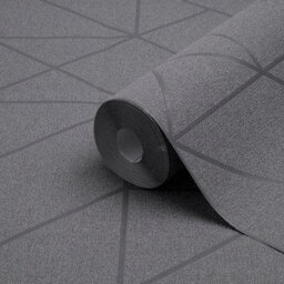 GoodHome Patula Dark Grey Geometric Ridged Effect Contemporary Textured Wallpaper - thumbnail 1
